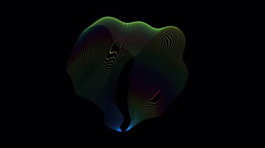 Parçacıkların soyut alanında döngü şeklinde çarpıtma dalgaları. Küresel nokta dizisinin dijital veri sıçraması. Fütüristik hata UI ögesi