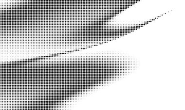 Monochrome abstract grunge halftone dots background. Pop art template, texture. Horizontal Vector illustration. Big wave on white background clipart