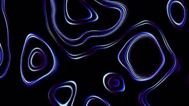 Kıvrımlı çizgilerin sıvı psikedelik deseni. Hareket. Kıvrımlı çizgilerle hareket eden sıvı desen. Noktalar ve kıvrımlı çizgiler hayal gördüren şekillerde hareket eder.