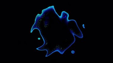 Parçacıkların soyut alanında döngü şeklinde çarpıtma dalgaları. Küresel nokta dizisinin dijital veri sıçraması. Fütüristik hata UI ögesi