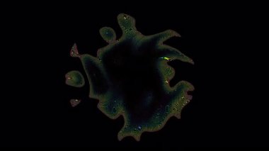 Parçacıkların soyut alanında döngü şeklinde çarpıtma dalgaları. Küresel nokta dizisinin dijital veri sıçraması. Fütüristik hata UI ögesi