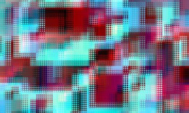 Pixilated soyut Enerji arkaplanı. Yarı ton etkisi. Vektör görüntüsü. Moire efektli küçük parçacıklar