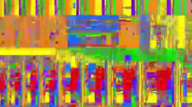 Video ekran hasarı bozulma arka planı, soyut ses efekti. 4K kusursuz döngü, bilgisayar dijital olarak oluşturulmuş animasyon.