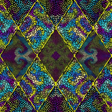 Parlak, soyut, kusursuz mozaik desen. Vektör arkaplanı. Sonsuz doku. Seramik seramik taş parçaları