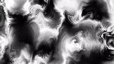 Sudaki mürekkebi andıran akışkan desenleri olan soyut siyah beyaz duvar kağıdı. Döngü arkaplanı