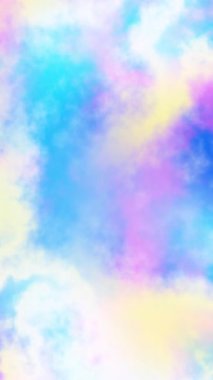 Sihirli Tekboynuz gökyüzü görüntüsü 4K. Bulutlu nebula arka planı. Doğal pastel renkler..