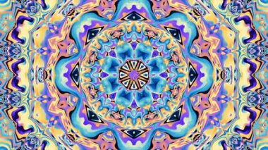 Geometrik dalgalı desenli kaleydoskop retro dairesel mozaik arka plan. Klasik mandala..