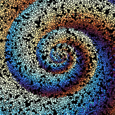 Soyut mozaik fayanslarla Grunge spiral deseni, düzenlenebilir şablon, vektör illüstrasyonu