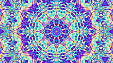 Kırmızı, mavi ve turuncu simetrik desenli soyut renkli mandala. Döngü mandala.