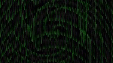 Yeşil matris soyut noktaları semboller ve karakterler olmadan ikili kod yağdırıyor. Siyah arka plan. Soyut yarım ton döngü canlandırması
