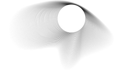 Çember çizgileri dalgalı. Geometrik teknoloji yuvarlak şekilli. Şeffaf vektör arkaplanını kapat