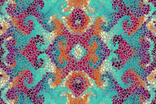 Parlak, soyut, kusursuz mozaik desen. Vektör arkaplanı. Sonsuz doku. Seramik kiremit parçaları.