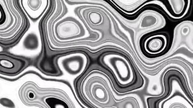 Kıvrımlı çizgilerin sıvı psikedelik deseni. Hareket. Kıvrımlı çizgilerle hareket eden sıvı desen. Noktalar ve kıvrımlı çizgiler hayal gördüren şekillerde hareket eder