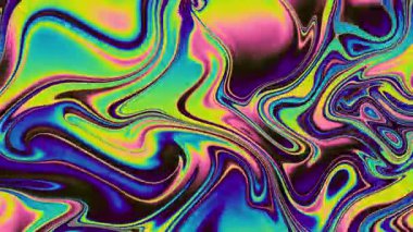 70 'lerin 80' li yılların modası hayali, soyut, dalgalı bir modelinin dalgalı hareketi. Psikedelik soyut arka plan. Canlı renkler, değişim akışı. Floresan pembe, mavi, açık yeşil, leylak, turkuaz, mor eğriler