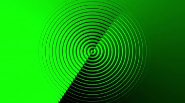 Yeşil Dairesel Radyo Azalan Dalgalı Radar Sinyal Sinyali Grafiği ve Kara Arkaplan. Central Point 'ten nabız var. Döngü Arkaplan Canlandırması.