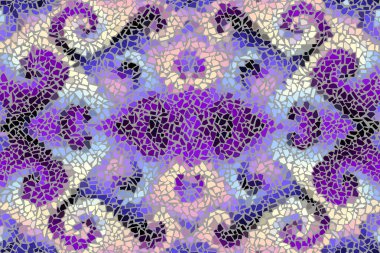 Parlak, soyut, kusursuz mozaik desen. Vektör arkaplanı. Sonsuz doku. Seramik kiremit parçaları.