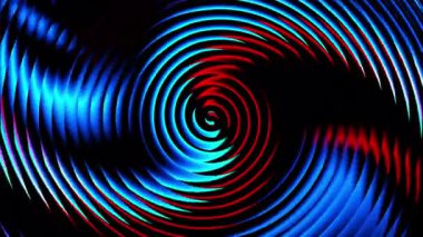 Döngüsel 3 boyutlu animasyon. Soyut minimalist arkaplan, çapraz siyah parlak çizgilere bölünmüş, yansımalı. Mavi ve kırmızı renkler dönüştürülüyor.