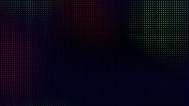 Vibrant Pixel Grid: Kırmızı, mavi ve yeşil formların dinamik bir gradyanı karanlık bir pikseli noktalar, modern ve fütüristik bir duyguyla göz alıcı bir soyut arkaplan yaratır. Döngü arkaplanı