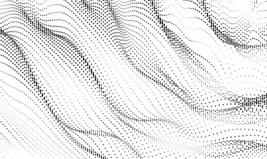 Parçacıkların soyut gradyan dinamik dalgası. Parlak noktalar ağı. Büyük veri. Dijital arka plan. Vektör yarım ton arkaplanını erit