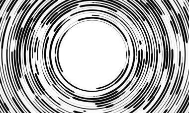 Çok renkli renkli elementlerin modern yaratıcı arkaplanının vektörü. Siyah dekoratif yarım ton daire çizgileri beyaza izole edilmiş. Dairesel soyut arkaplan.