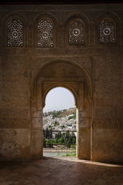 Granada İspanya 'daki Alhambra' nın iç manzarası