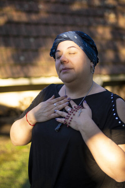 A moment of profound reflection and spiritual connection near sunset time