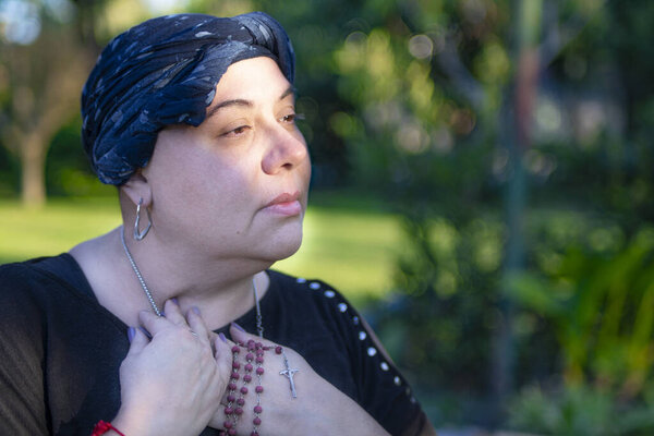 Serene moment of a cancer patient contemplating nature