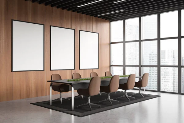 Modern Conference Room Interior Armchairs Board Side View Meeting Corner — Foto de Stock