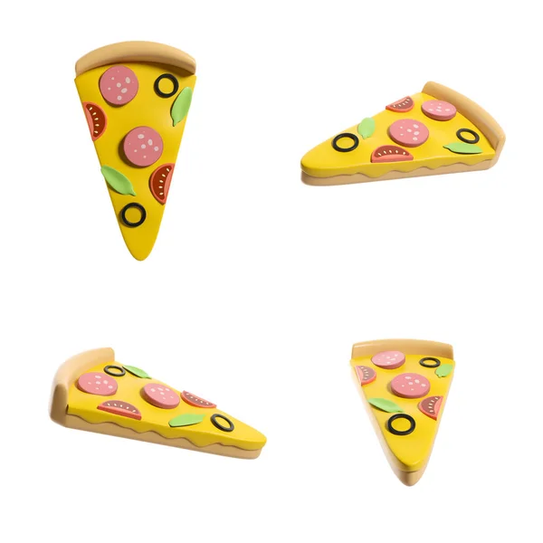 Cartoon Pizza Slices Different Angles Concept Italian Cuisine Fast Food — Stock Fotó
