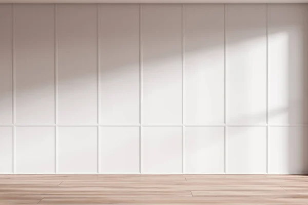 Bright Empty Room Interior Empty White Wall Oak Wooden Hardwood — Foto de Stock