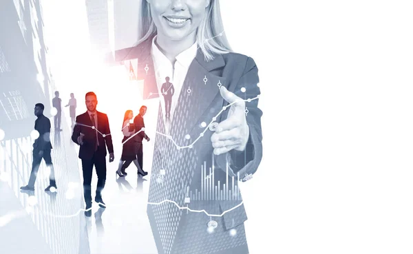 Businesswoman Silhouette Handshake Business People Working Together Double Exposure Forex — Stockfoto
