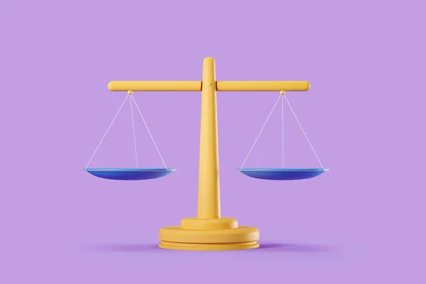 Minimalist Empty Scales Purple Background Concept Justice Balance Rendering —  Fotos de Stock