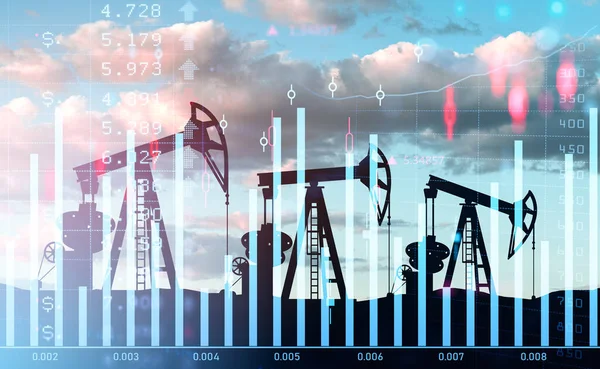 Карьерная Нефть Фондовый Рынок Форекс Худ Цифрами Подсвечниками Облака Светлом — стоковое фото