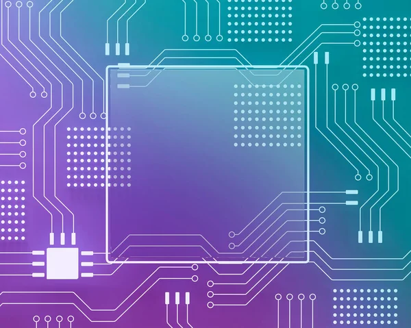 Számítógépes Processzor Mikrochip Neon Háttérrel Áramkörök Cpu Mérnöki Másold Helyet — Stock Fotó