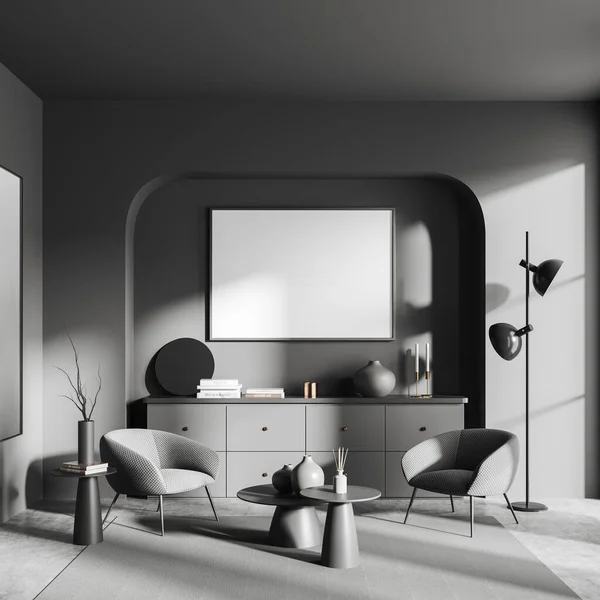 콘크리트 드레서와 수평의 모조품이 의자와 테이블 렌더링 — 스톡 사진