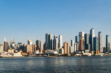 Görkemli New York şehri açık havada ufuk çizgisi. New York, Amerika Birleşik Devletleri. Gezi ve turizm kavramı