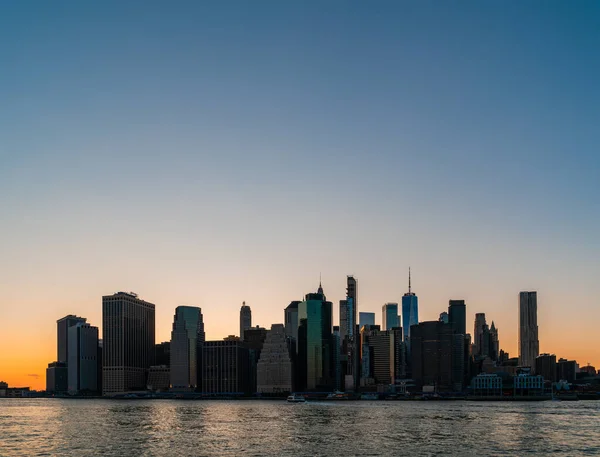 Kvällen New York Med Skyskrapor Och Torn New York Amerikas — Stockfoto