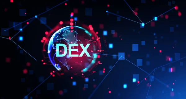 Decentralized Exchange Dex Earth Sphere Data Blocks Global Connection Financial — Fotografia de Stock