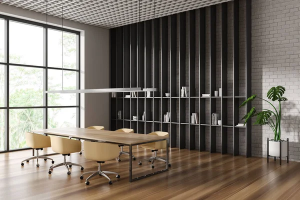Corner Stylish Meeting Room White White Brick Walls Wooden Floor — Stock Photo, Image