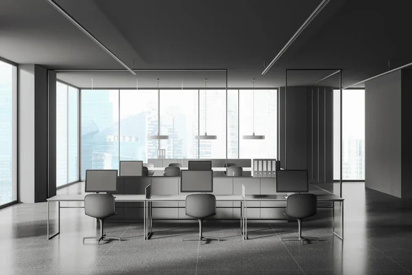 Stilvolles Business Interieur Mit Coworking Und Büro Besprechungsraum Hinter Glastüren — Stockfoto