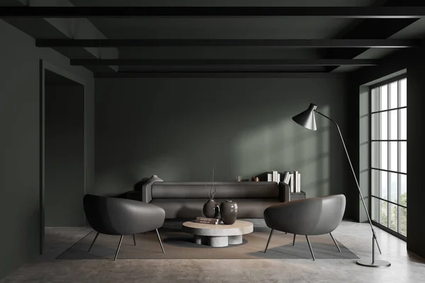 콘크리트 테이블 거실의 렌더링 — 스톡 사진