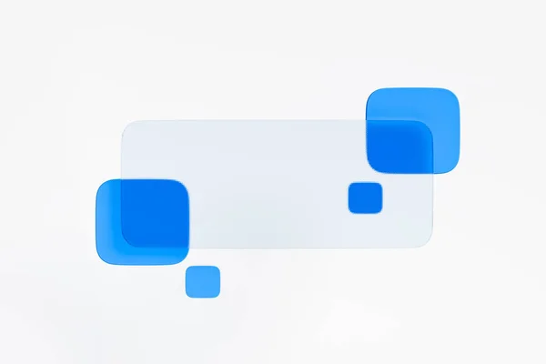 Transparente Visitenkarte Mit Blauen Geometrischen Figuren Auf Weißem Hintergrund Attrappe — Stockfoto