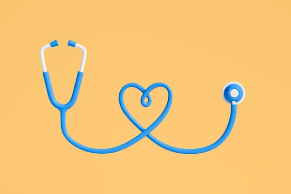 Arzt Stethoskop Auf Gelbem Hintergrund Mit Clipping Pfad Draht Herzform — Stockfoto