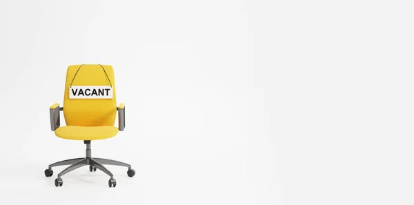 Офисное Желтое Кресло Вакантным Баннером Пустом Белом Фоне Концепция Карьеры — стоковое фото