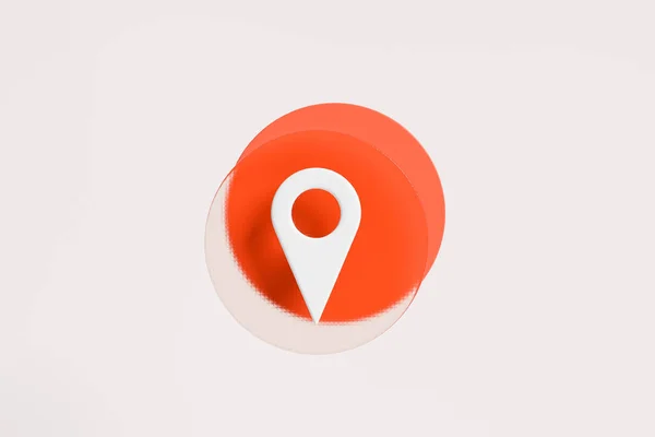 Ícone Web Com Ponto Localização Geotag Branca Elemento Círculo Vermelho — Fotografia de Stock
