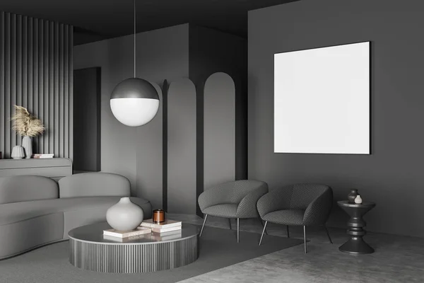 Koyu Renk Oturma Odası Koltuğu Iki Koltuk Kahve Masası Sanat — Stok fotoğraf