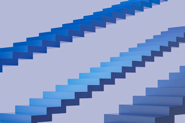 Вид Три Синие Лестницы Фиолетовом Фоне Концепция Архитектуры Роста Успеха — стоковое фото
