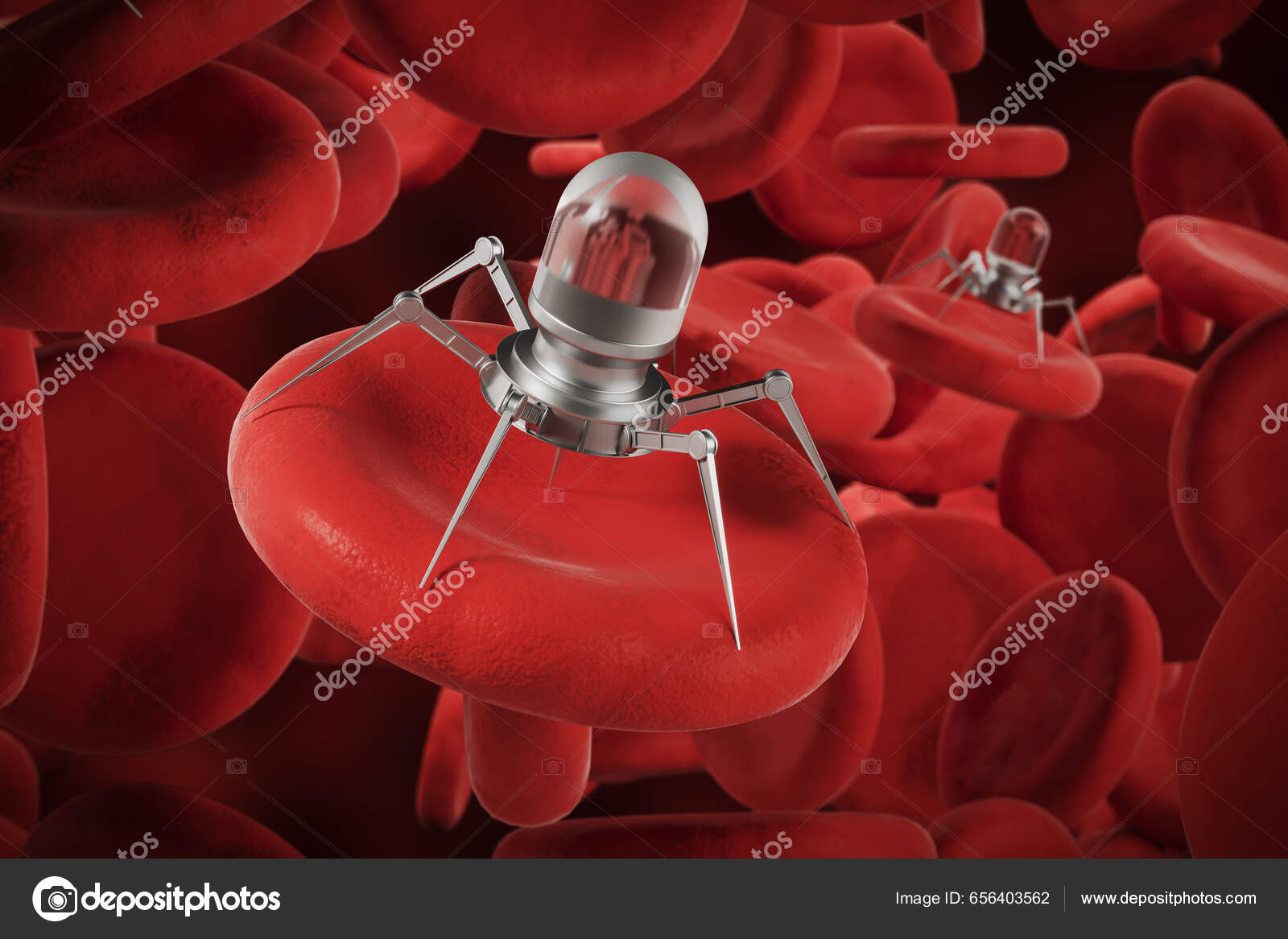 Microscopic Nano Robots Blood Cells Genetic Engineering Use Nanorobots  Treatment Stock Photo by ©denisismagilov 656403562
