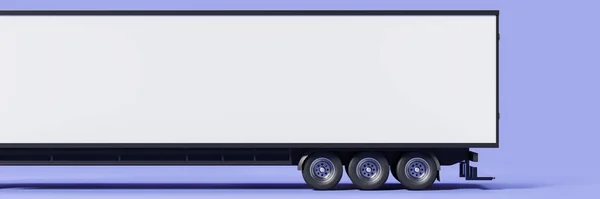 Langer Transporter Lkw Aufbau Auf Blauem Hintergrund Konzept Des Versands — Stockfoto