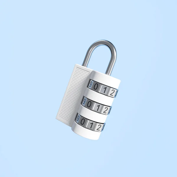 Κλειδαριά Λευκού Κώδικα Μπλε Φόντο Έννοια Της Προστασίας Δεδομένων Και — Φωτογραφία Αρχείου